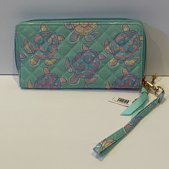 Simply Southern Collection Quilted Phone Wallet Wristlet Turtles Seafoam NWT - Picture 4 of 7